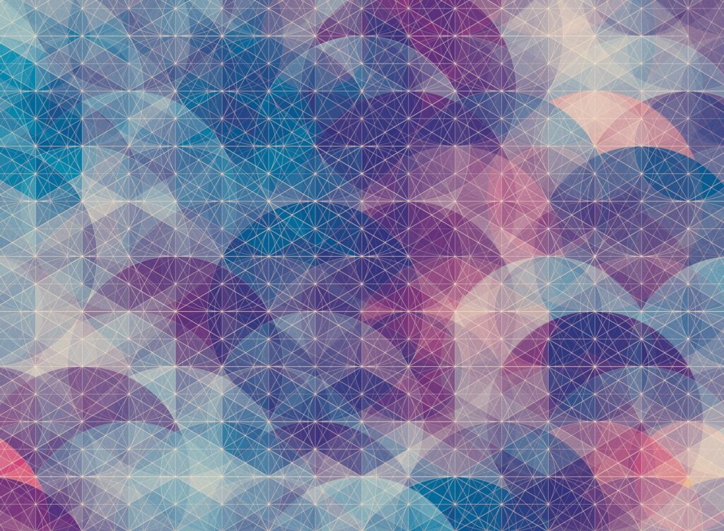 Modern Abstract Wallpaper: Overlapping Circles in Blue, Purple & Pink