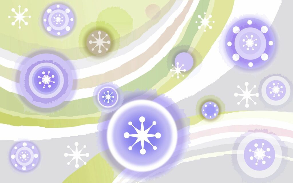 Modern Abstract Wallpaper: Shiny White & Purple Circles on Gray