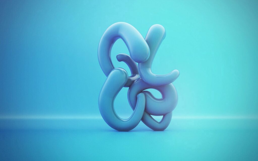 Modern Abstract Wallpaper: Curves & Loops on Turquoise Gradient Background