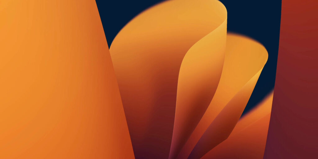 Modern Abstract Wallpaper: Dynamic Orange Shapes on Dark Background