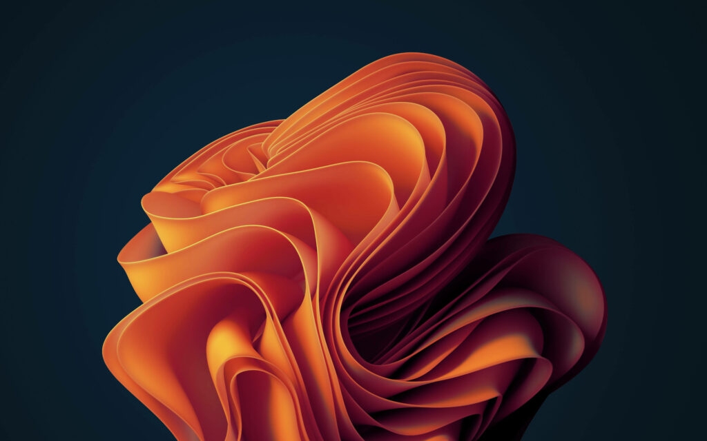 Vivid Orange Abstract Wallpaper: Sculptural Design on Dark Background