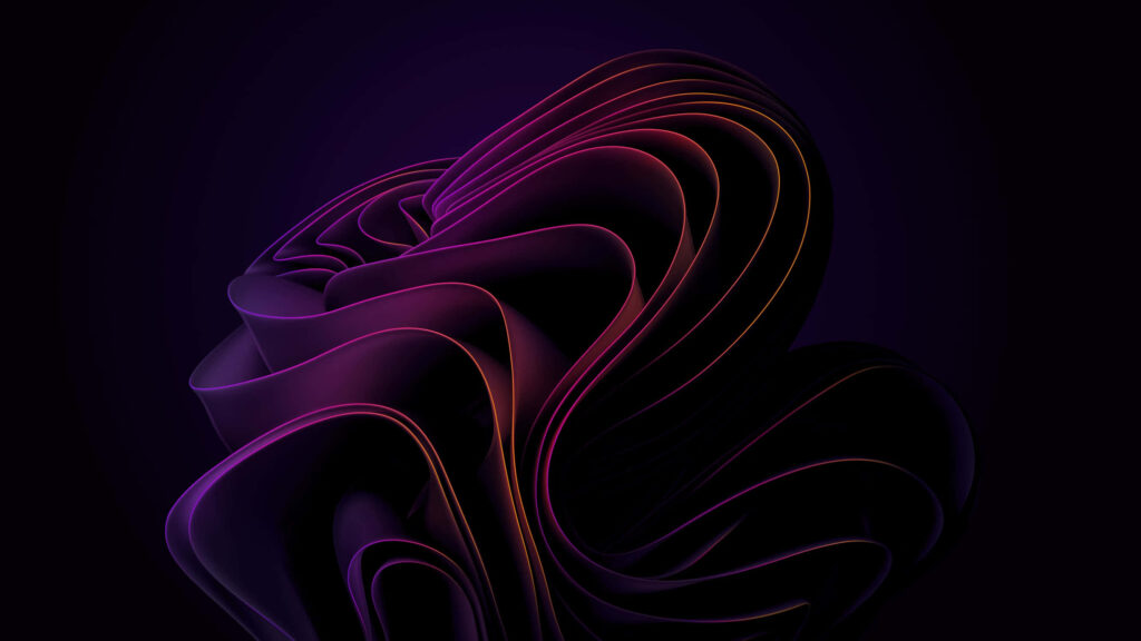 Abstract Fluid Wallpaper: Purple and Blue Curves on Dark Background