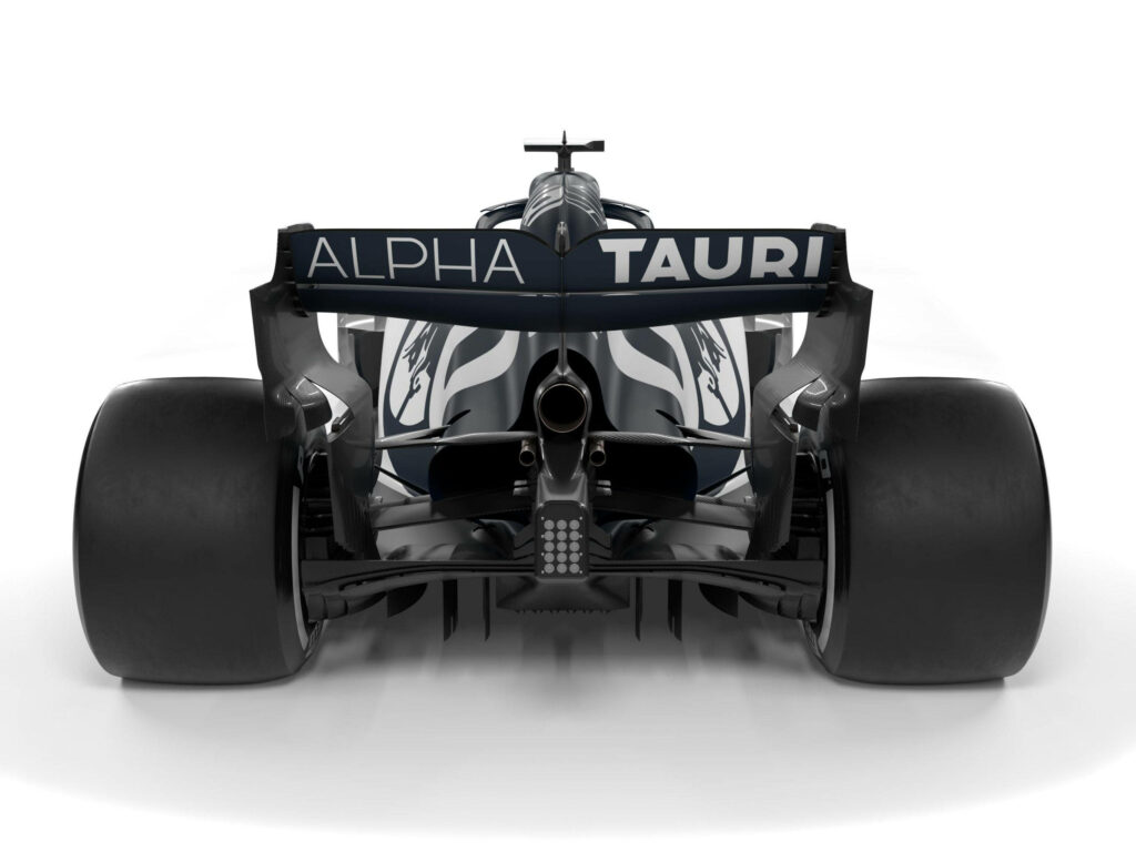 Modern AlphaTauri F1 Car Wallpaper - Rear View on Clean Background