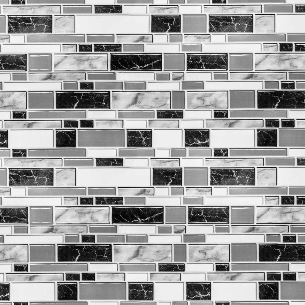 Modern Black, White & Gray Asymmetrical Tile Wallpaper Background