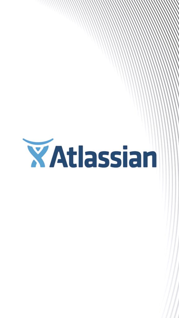 Atlassian logo on white background with sleek curved lines modern professional wallpaper design