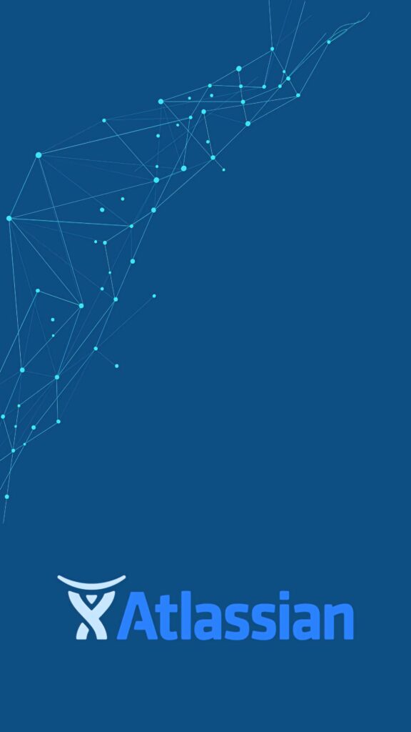 Modern Atlassian wallpaper with logo and interconnected blue lines and dots on sleek background