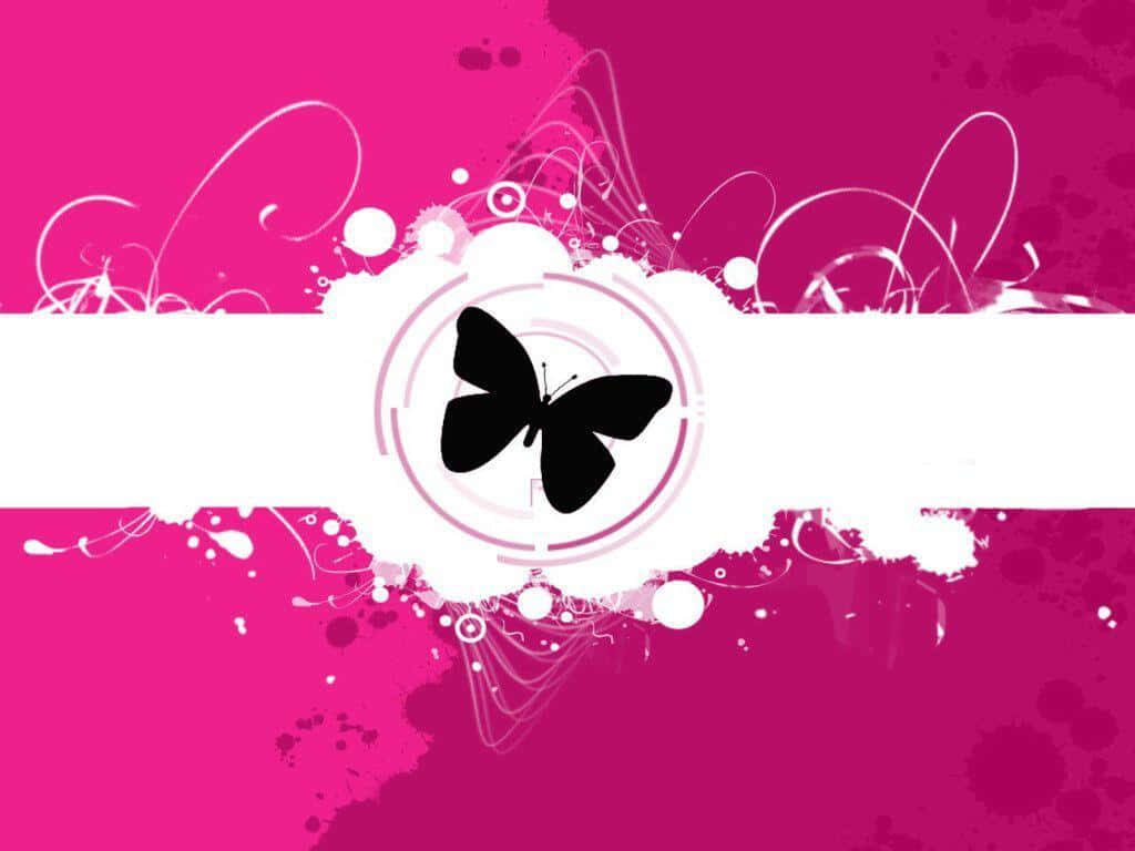 Modern Black Butterfly Wallpaper: Pink Hues & Abstract Design