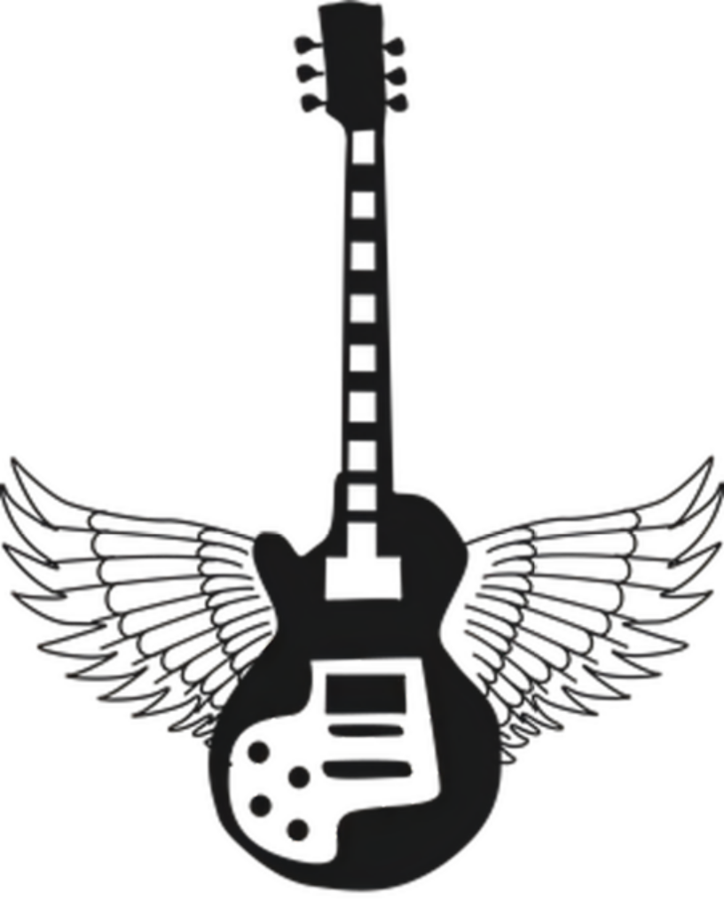 Sleek Electric Guitar Wings Wallpaper – Modern Black PNG Background