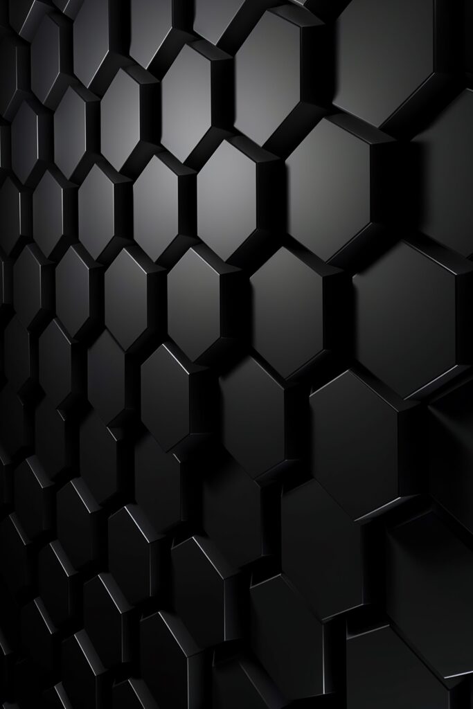 Modern Black Hexagon Wallpaper: 3D Honeycomb Design Background