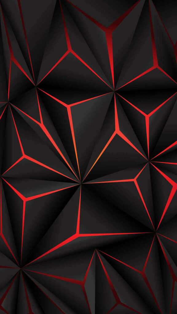 Geometric Black Pyramid Wallpaper with Red Highlights for iPhone