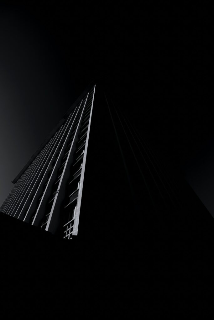 Modern Black and White Building Facade Wallpaper - Dramatic View