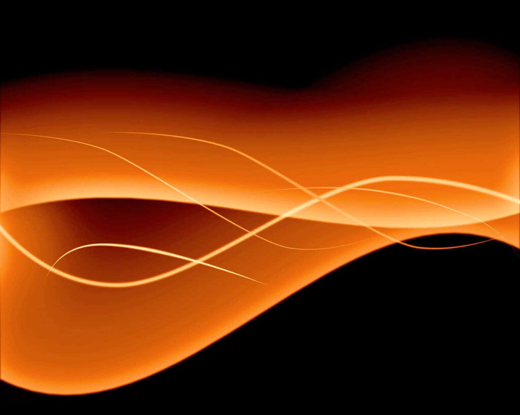 Modern Black & Orange Abstract Wallpaper with Flowing Curves