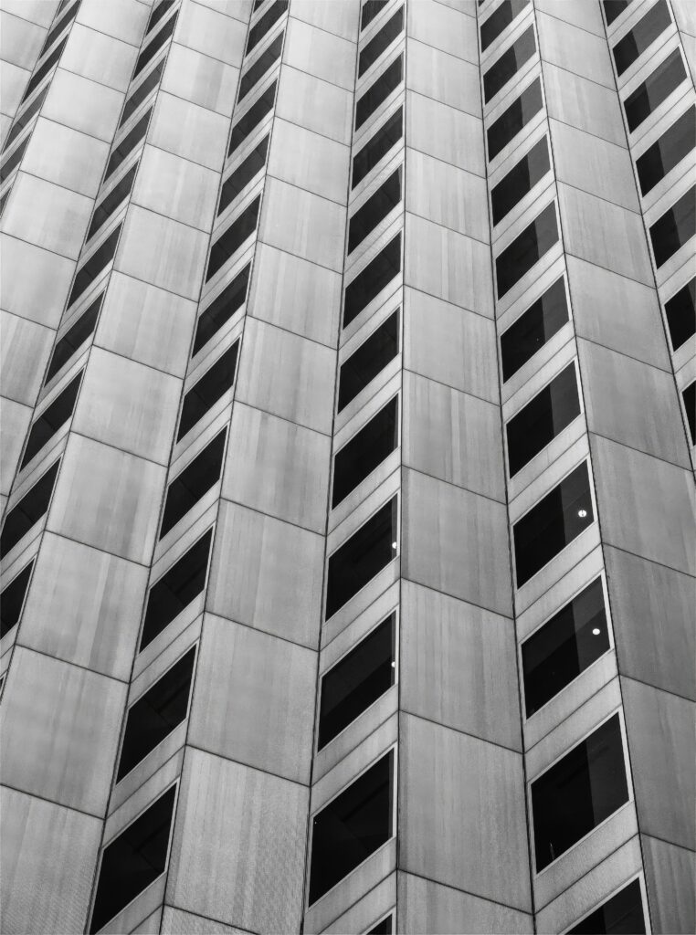 Modern Black and White Geometric Building Wallpaper Background