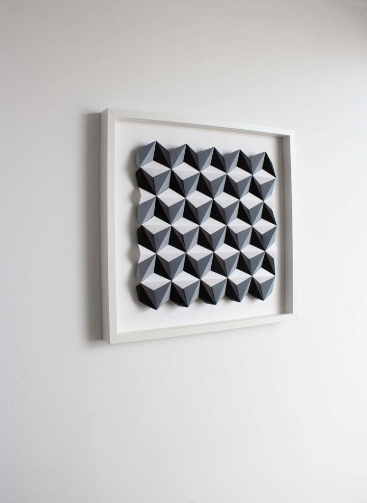 Modern Black and White Geometric Wallpaper with 3D Effect