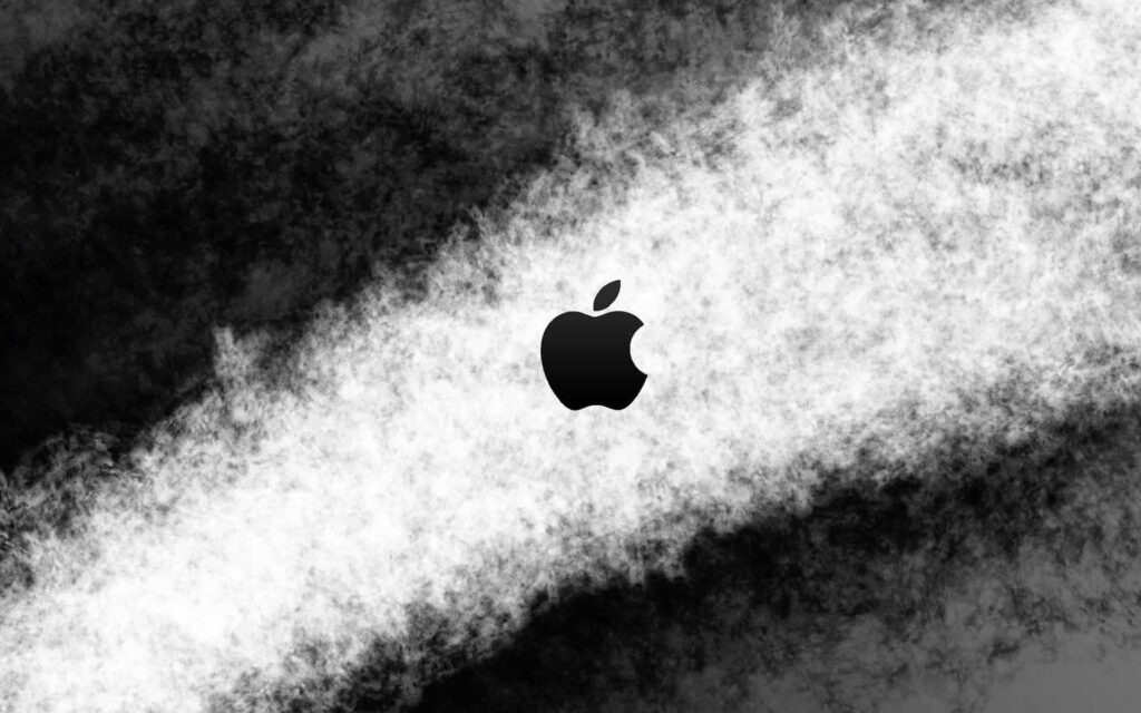 Stylized Apple Logo: Modern Black & White Textured Wallpaper