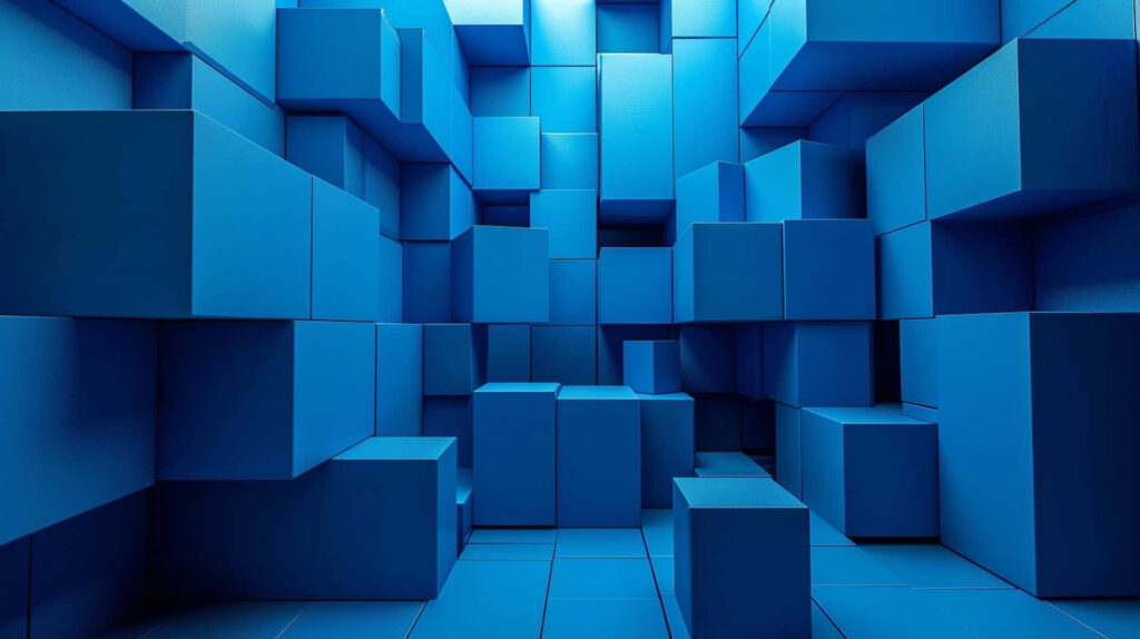 Modern Blue 3D Block Wallpaper: Abstract Geometric Background