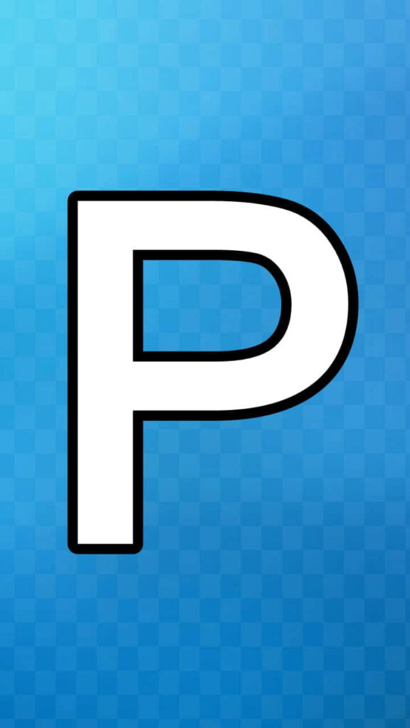 Bold Letter 'P' Wallpaper on Blue Checkered Gradient Background