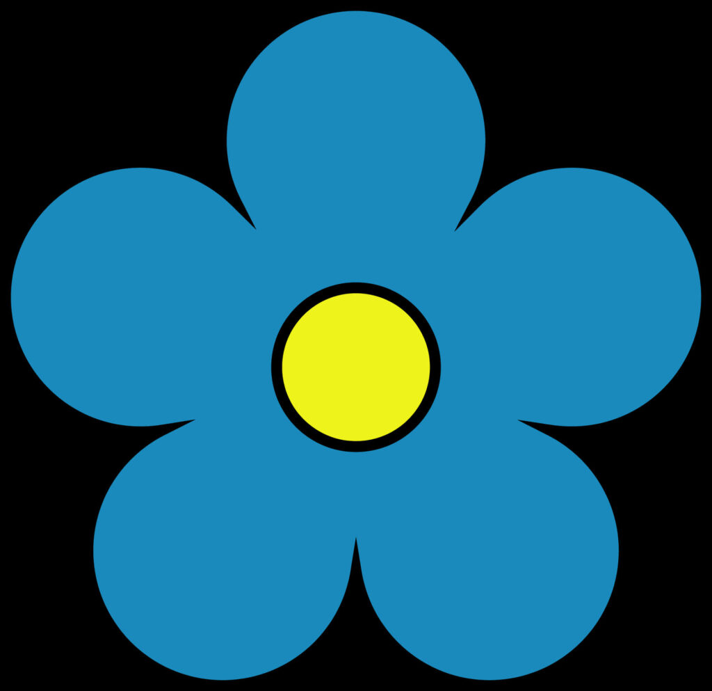 Modern Blue Flower Wallpaper with Yellow Center - Minimalist Design
