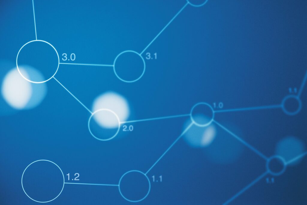 Modern Blue Network Wallpaper with Interconnected Circles & Lines