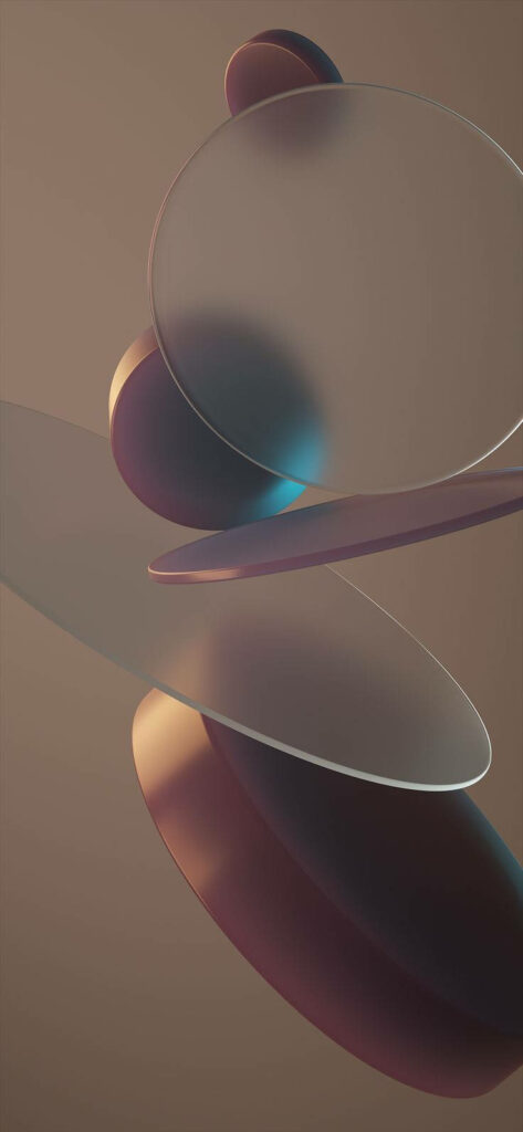 Brown 3D Abstract Wallpaper with Overlapping Disks for Modern Phones