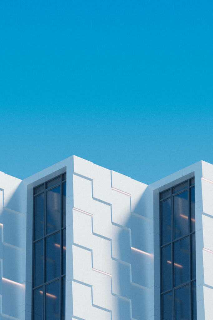 Modern Building Facade with White Mosaic Design - Mobile Wallpaper