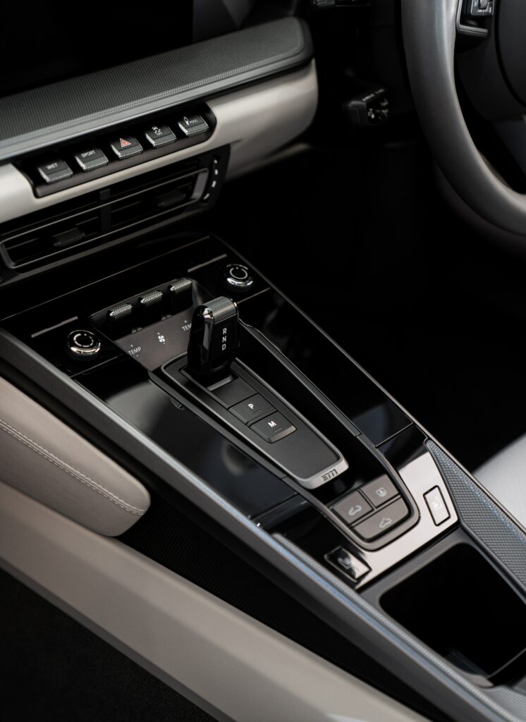 Modern Car Interior Wallpaper: Sleek Control Panel in Neutral Tones
