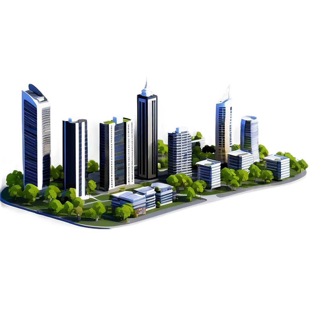 Futuristic Cityscape Wallpaper: High-Rise Buildings & Greenery