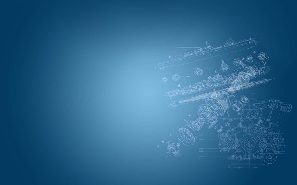 Detailed civil engineering blueprint wallpaper with machinery and construction elements on blue gradient