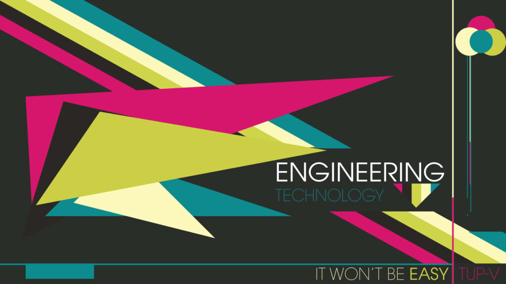 Modern Civil Engineering wallpaper with vibrant geometric shapes and bold text on dark background