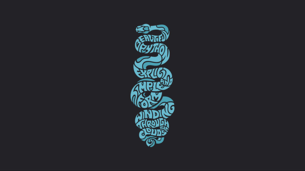 Modern Coiling Snake Wallpaper: Bold Typography on Dark Background