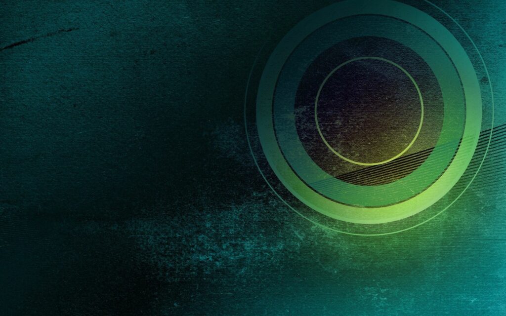Textured Dark Teal Background with Green & Yellow Abstract Rings Wallpaper