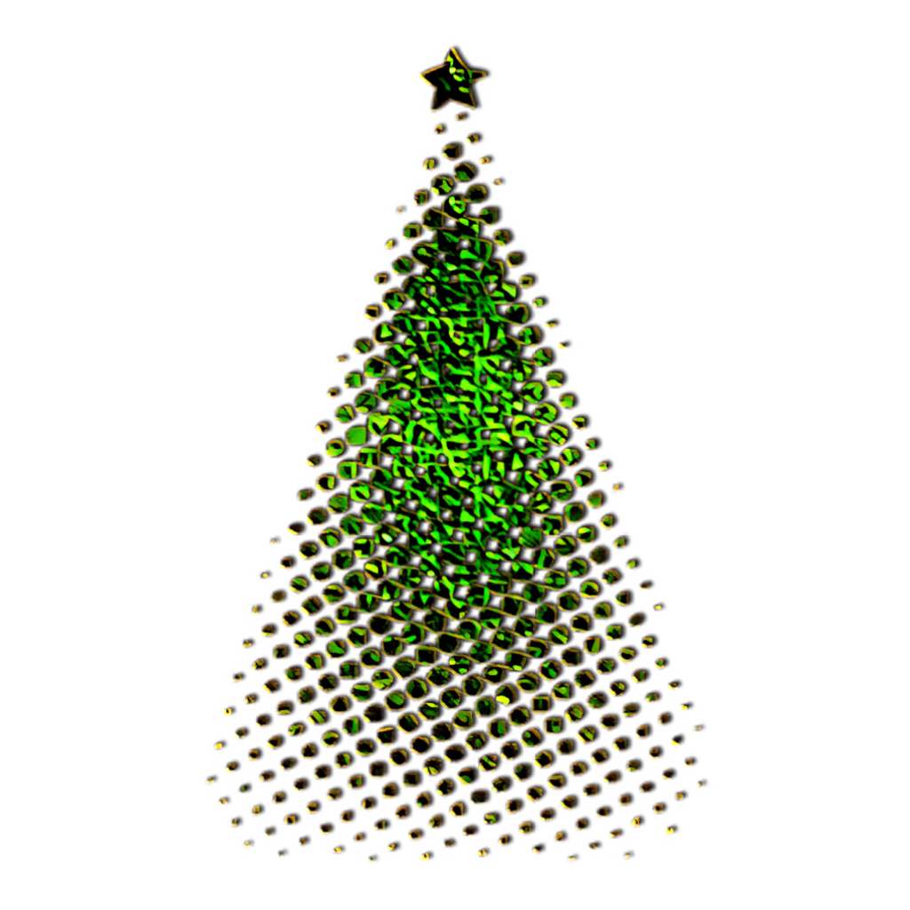 Modern Glowing Digital Christmas Tree Wallpaper in Green & Gold