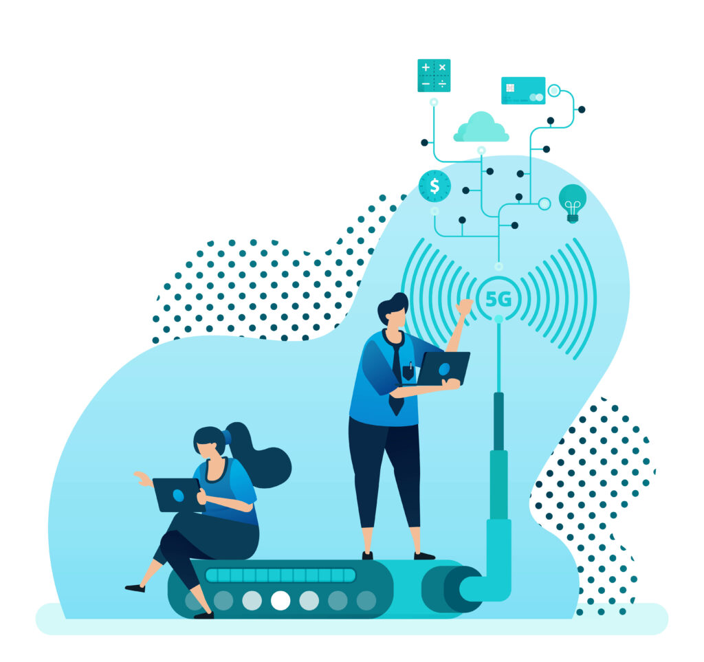 Connectivity Wallpaper: Illustration of Digital Devices & 5G Signal