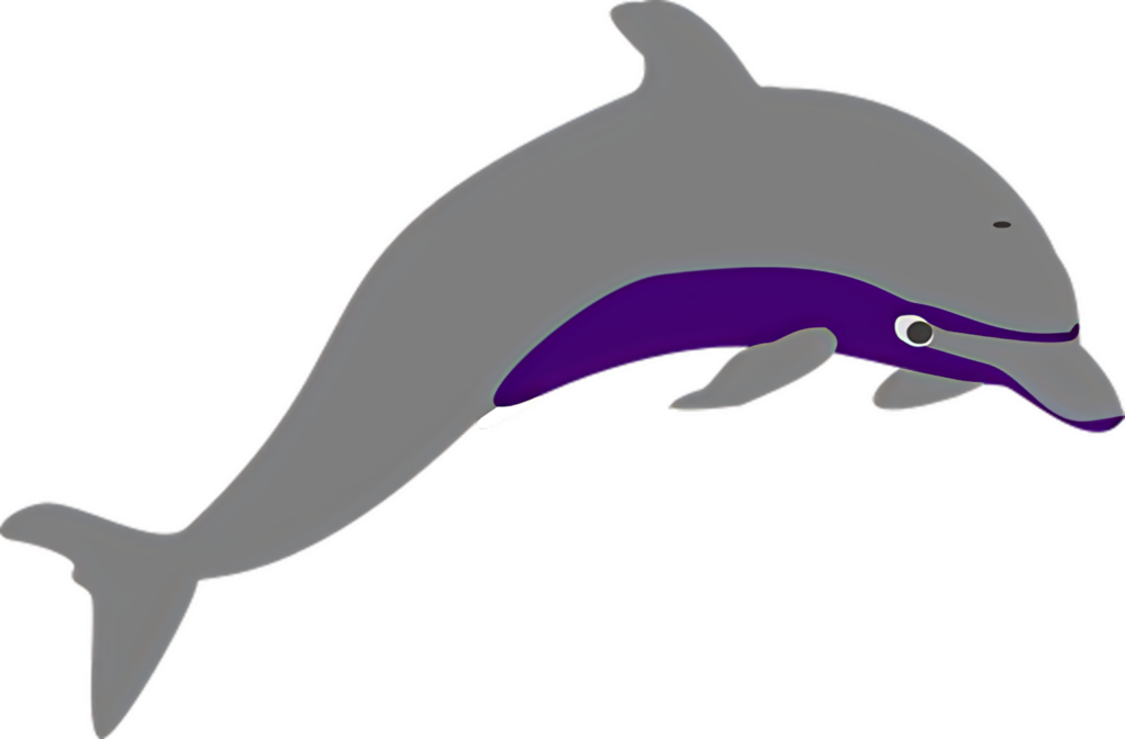 Stylized Gray Dolphin Wallpaper with Purple Accents - Modern Design