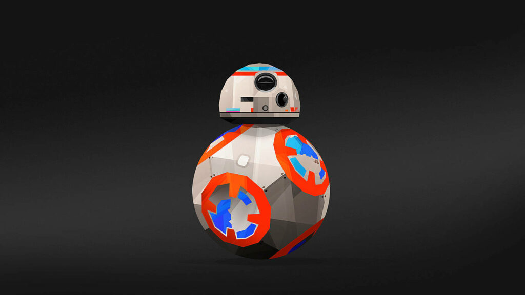 Sleek BB8 Wallpaper: Modern Spherical Design with Red & Blue Patterns