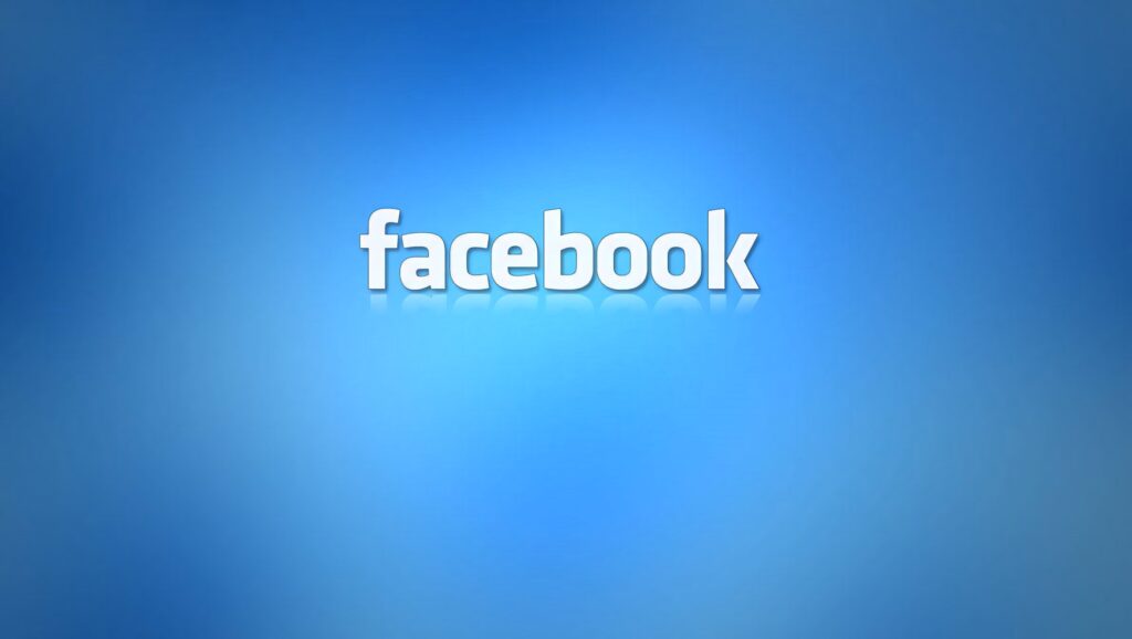Facebook wallpaper with classic logo on smooth blue gradient background minimalist design