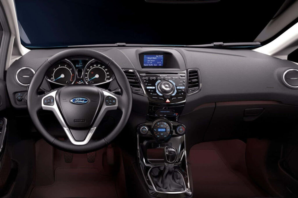 Ford Fiesta modern interior with sleek dashboard and advanced technology features wallpaper
