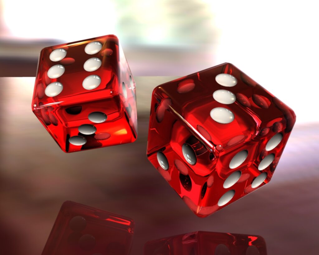 Stylish Red Dice Reflection Wallpaper - 1280x1024 Gaming Background
