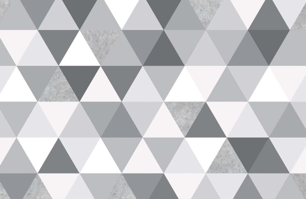 Modern Geometric Triangle Wallpaper in Gray and White - Industrial Chic