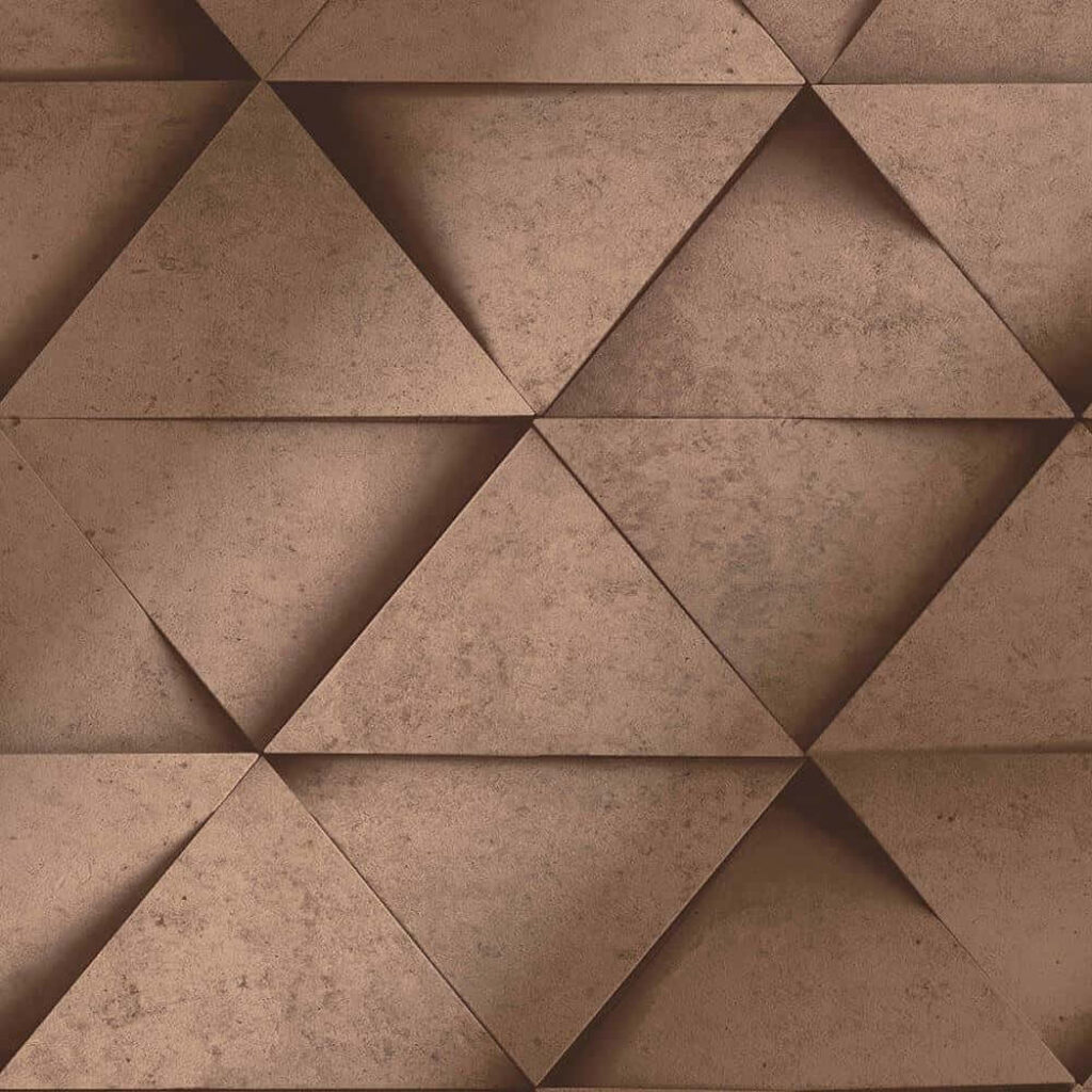 Modern Geometric Triangle Wallpaper in Brown & Copper Tones