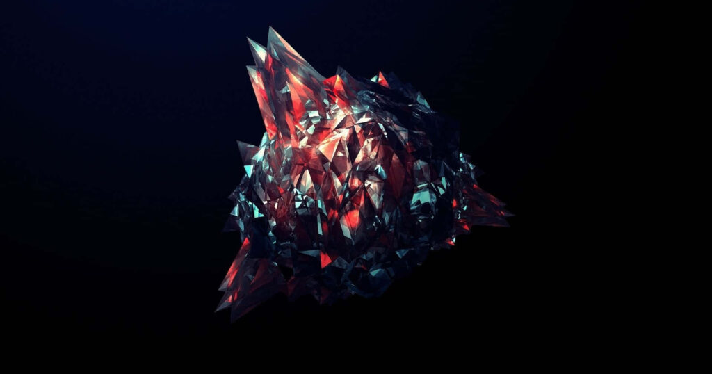 Modern Geometric Wallpaper: Crystal Structure in Red, Blue & Purple
