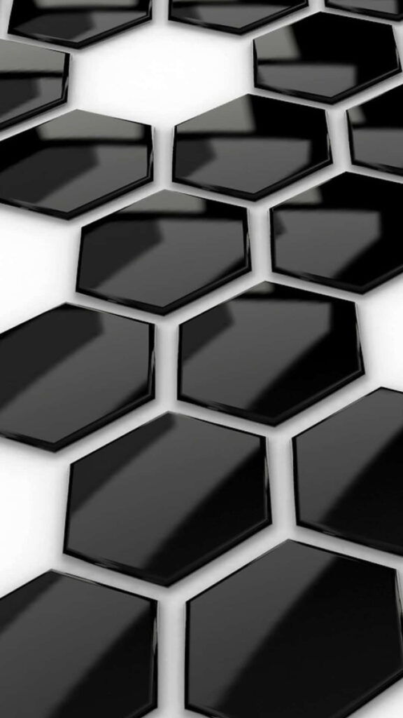 Modern Black Hexagonal Tile Wallpaper - 3D Abstract Design Background