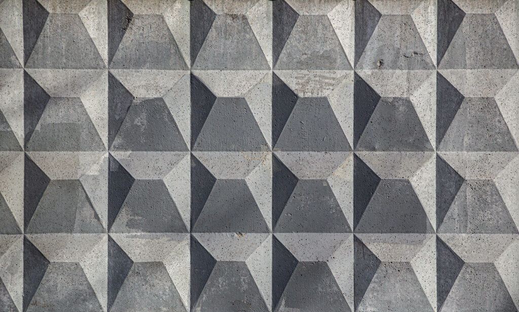 Gray 3D Geometric Concrete Wallpaper for Modern Spaces