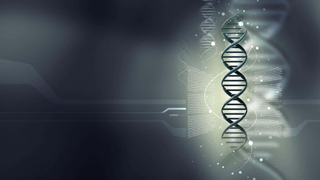 Gray DNA Strand Wallpaper: Modern Abstract Science Background