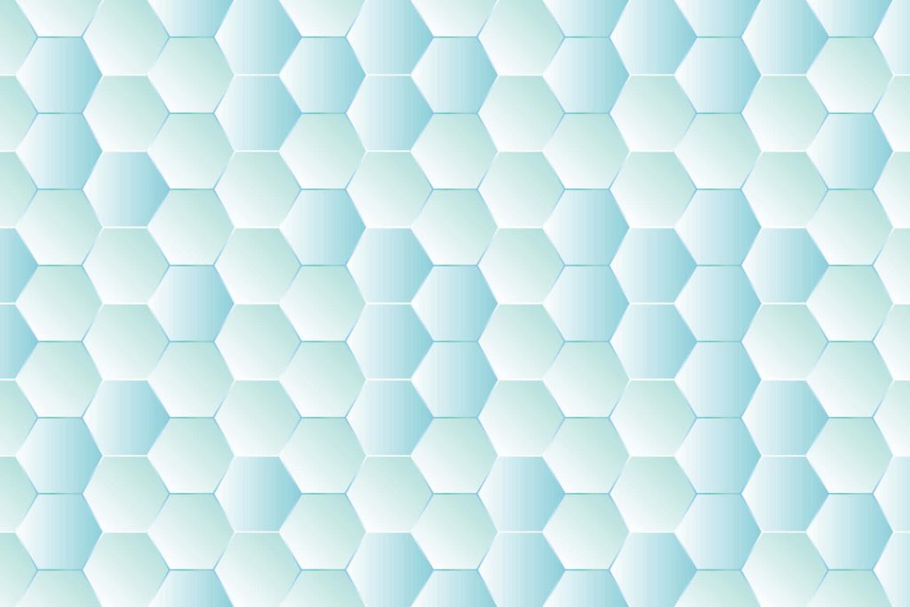 Modern hexagon wallpaper with blue teal gradients and 3D geometric minimalist pattern background