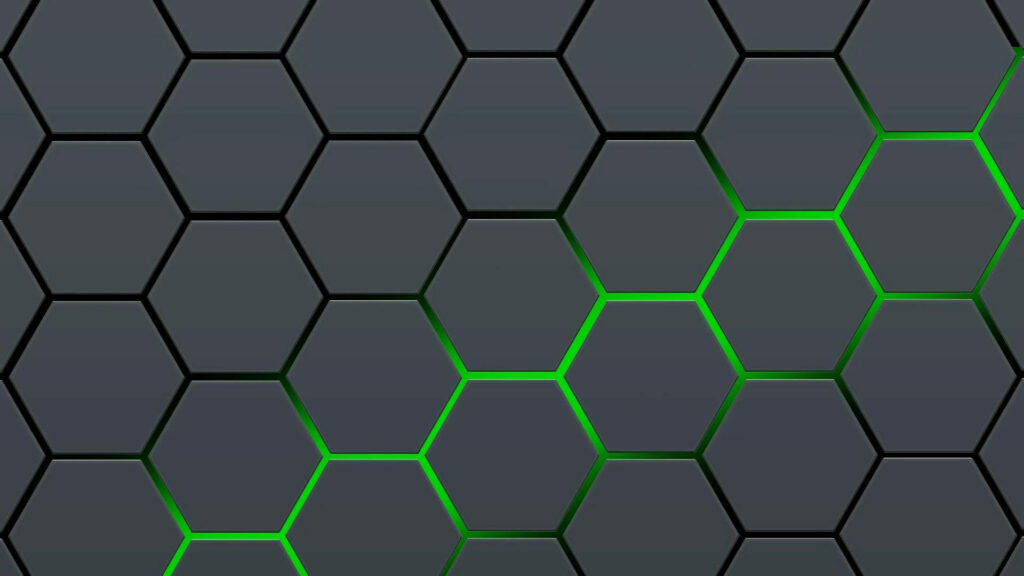 Modern Hexagonal Abstract Wallpaper with Glowing Green Accents