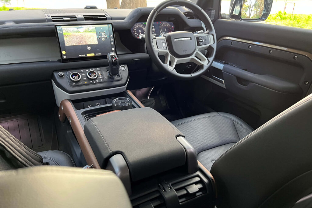 Modern Land Rover Defender Interior Wallpaper for Off-Road Adventures