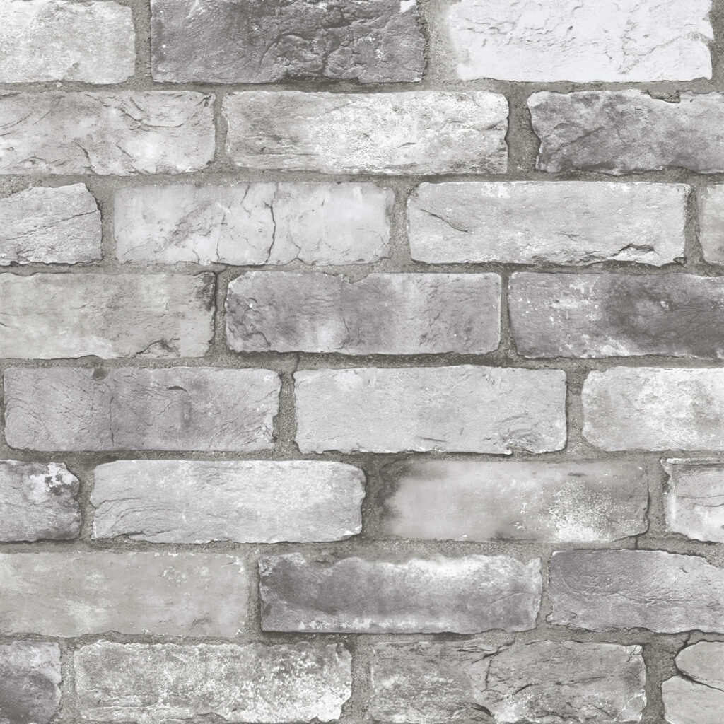Contemporary Light Gray Brick Wallpaper: Rustic Charm for Any Space
