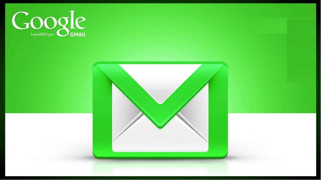 Minimalist Gmail wallpaper with lime green envelope on vibrant green gradient background digital design