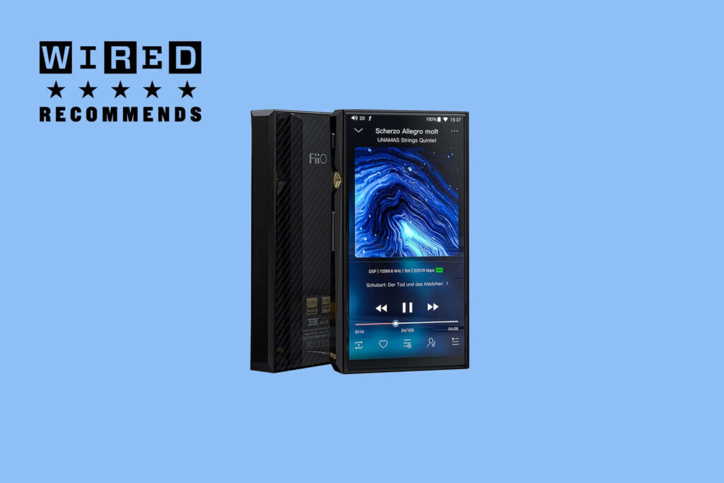 Modern MP3 Player Wallpaper: Vibrant Blue Tech Background